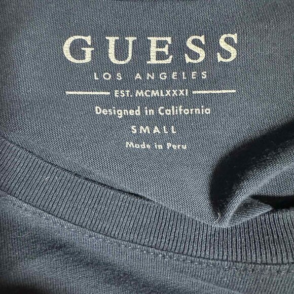 Guess Los Angeles Navy Blue Long Sleeve Logo Shirt - small - Picture 4 of 13